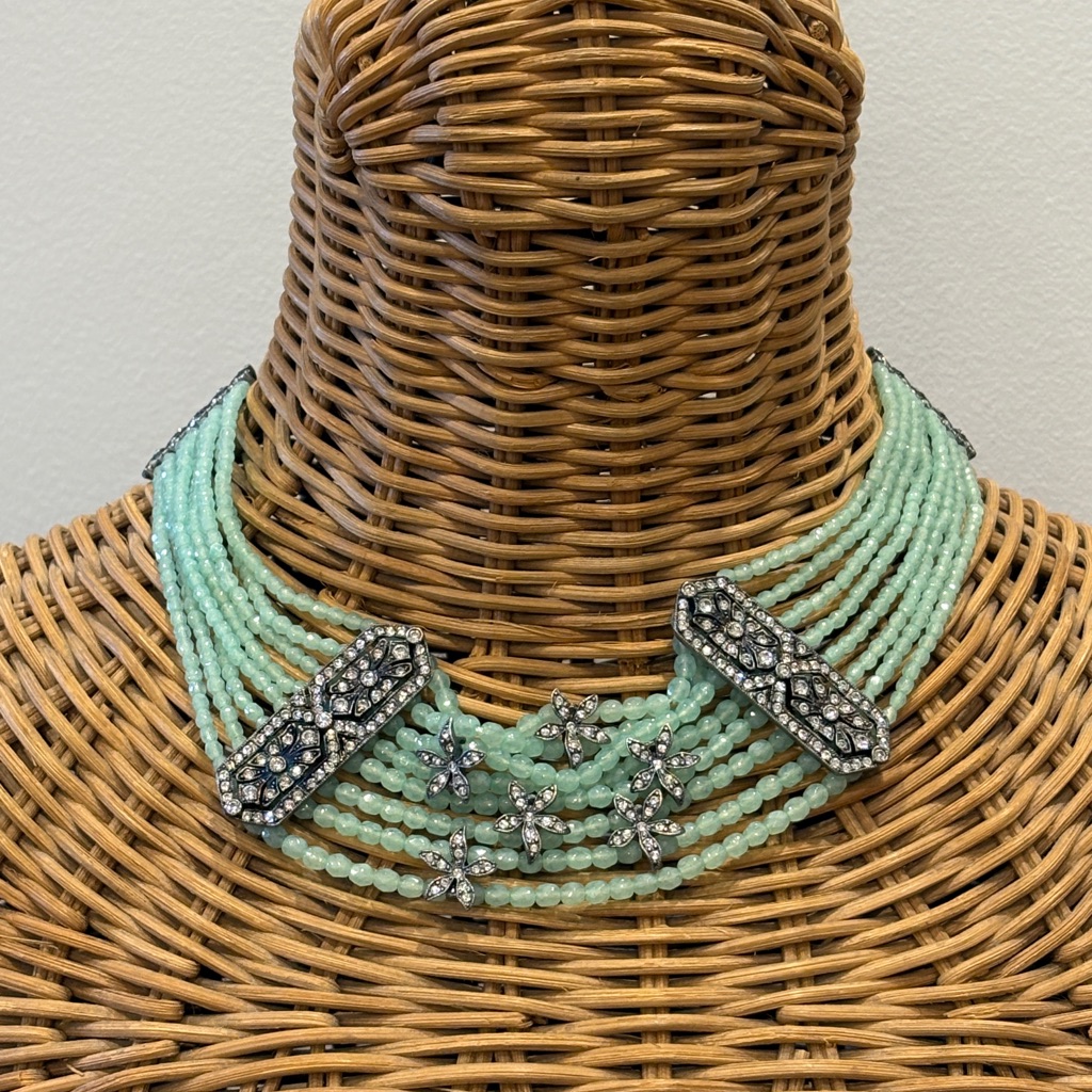 Vintage Suzanne Somers Crystal And Beaded Chocker Art Deco Style Never Been Worn